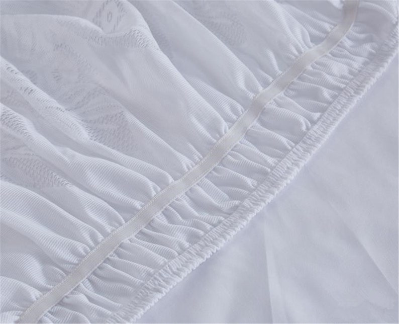 Lace Stretch Bed Skirt Elastic Wrap Around Bed Skirt Girls Etsy