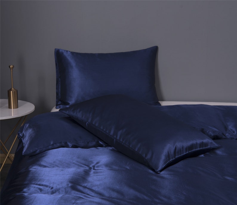 Royal Blue Duvet Cover Set Luxury Silk Like Bedding Set Etsy