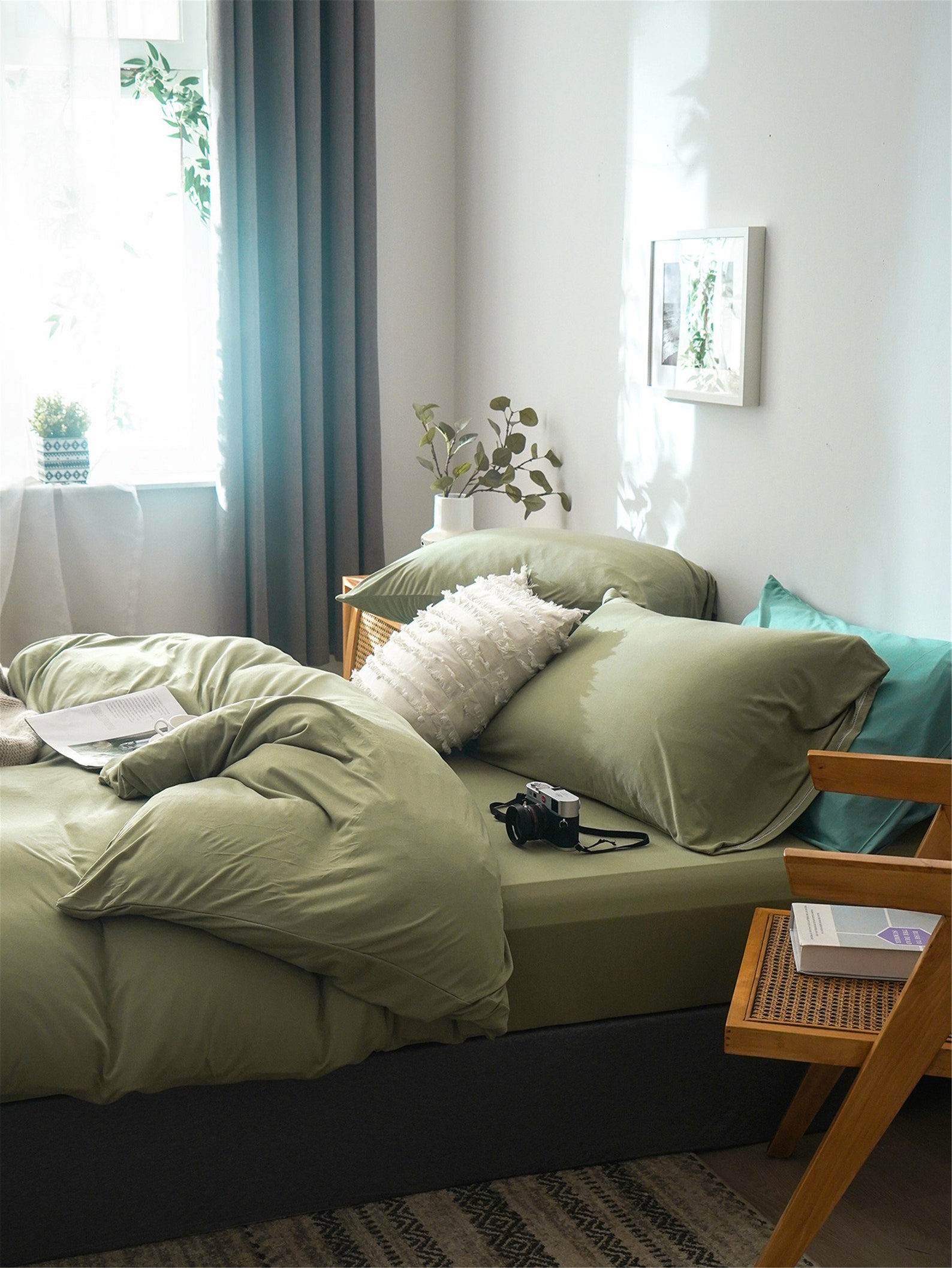 Mustard Green Duvet Cover Set knitted Solid Color Bedding Set Etsy