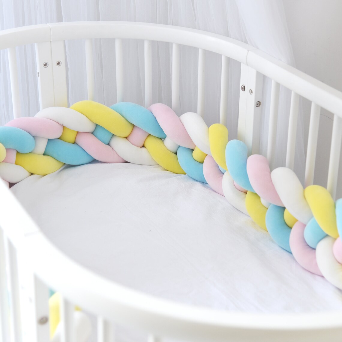 Custom Size Baby Crib Bumper Knotted Bed Bumper 4 Braided Etsy