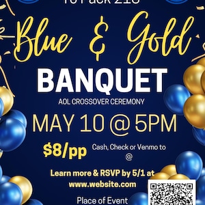 Cub Scout Blue and Gold Party Invitation Digital File