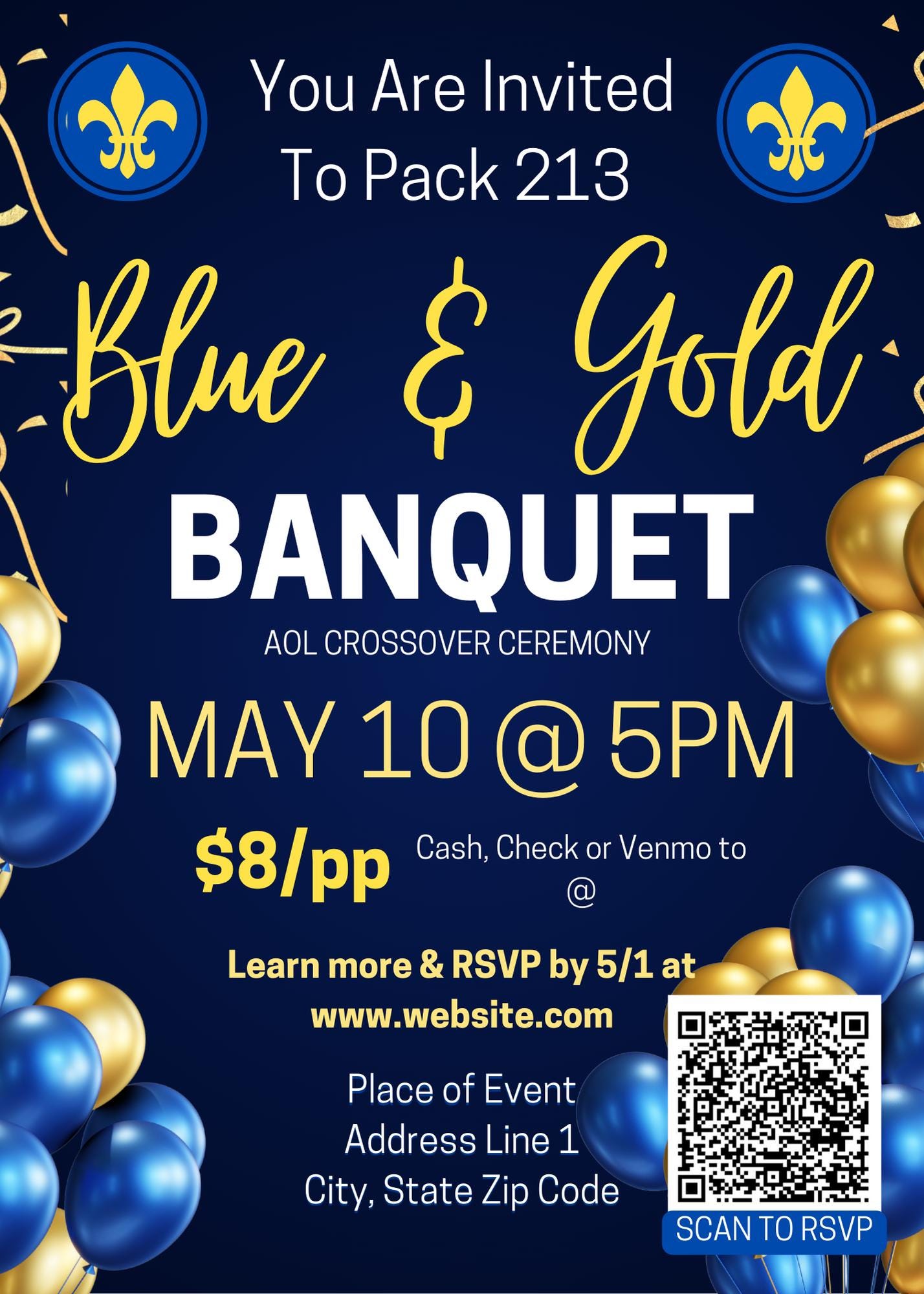 Blue and Gold Banquet Program - Etsy