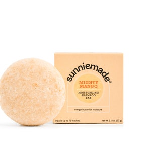Mighty Mango Moisturizing Shampoo Bar - Zero Waste Vegan Plastic-Free Paraben Free Moisturizing Solid Shampoo