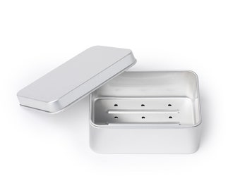 Boîte de voyage égouttée en aluminium pour savon en barre - Porte-savon de voyage Zéro déchet sans plastique Rectangulaire compatible avec la TSA