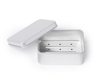 Draining Aluminum Bar Soap Travel Tin - Soap Holder for Travel Zero Waste Plastic Free Soap Dish TSA Friendly Rectangular