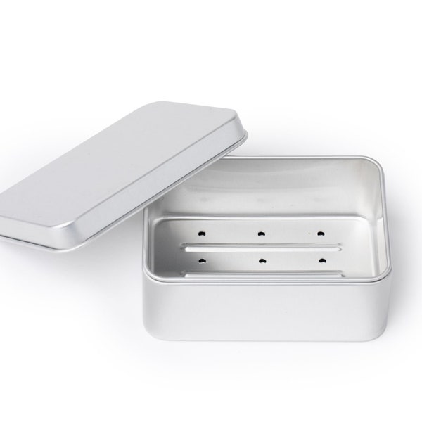 Draining Aluminum Bar Soap Travel Tin - Soap Holder for Travel Zero Waste Plastic Free Soap Dish TSA Friendly Rectangular