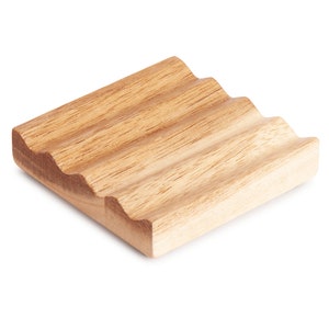 Teak Square Zig Zag Hair Care Bar Holder - Modern Minimalist Plastic Free Bar Soap Dish Dispenser Draining