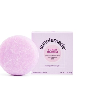 Super Bloom Strengthening Shampoo Bar- Zero Waste Vegan Plastic-Free Paraben Free Solid Shampoo Damage