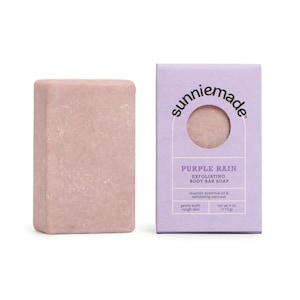 Purple Rain Exfoliating Body Bar - Essential Oil Zero Waste Body Wash Bar Soap Natural Vegan Plastic-Free Moisturizing