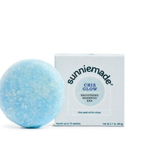 Chia Glow Smoothing Shampoo Bar- Zero Waste Vegan Plastic-Free Paraben Free Solid Shampoo Frizz Shine Enhancing