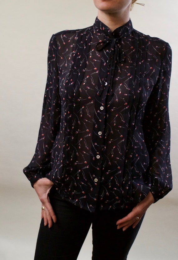 sheer black blouse long sleeve