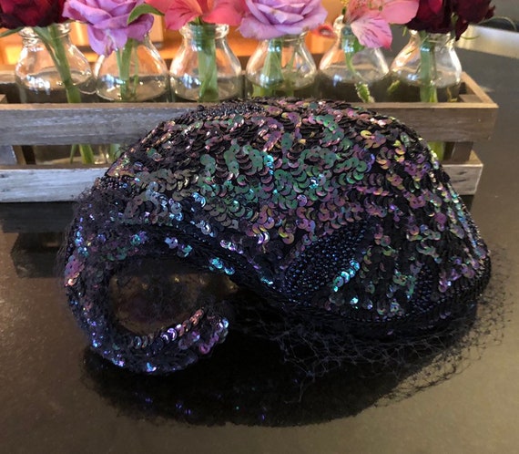Vintage sequins mini hat