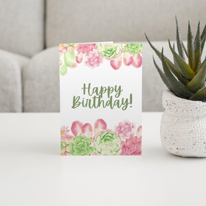 Succulent Birthday Card, Printable Birthday Card, Happy Birthday Card, Digital birthday Card, Birthday Blank Card, Instant Download, Minimal