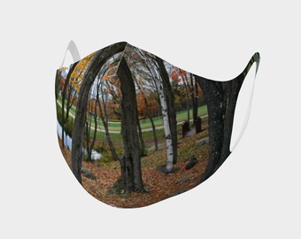 Autumn Forest Face Mask, Double Knit Poly
