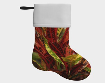 Velveteen Croton Stocking, Custom Holiday Decor