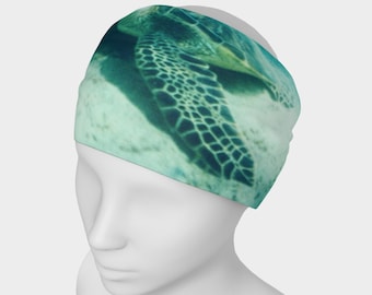 Turtle Print Headband: Versatile Micro Knit Fabric
