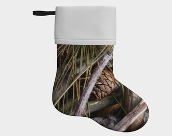 Pinecone Print Christmas Stocking