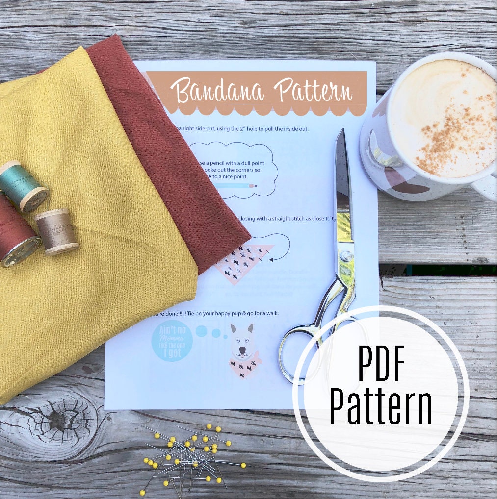 Dog bandana with matching Scrunchie bowtie pattern PDF sewing Etsy