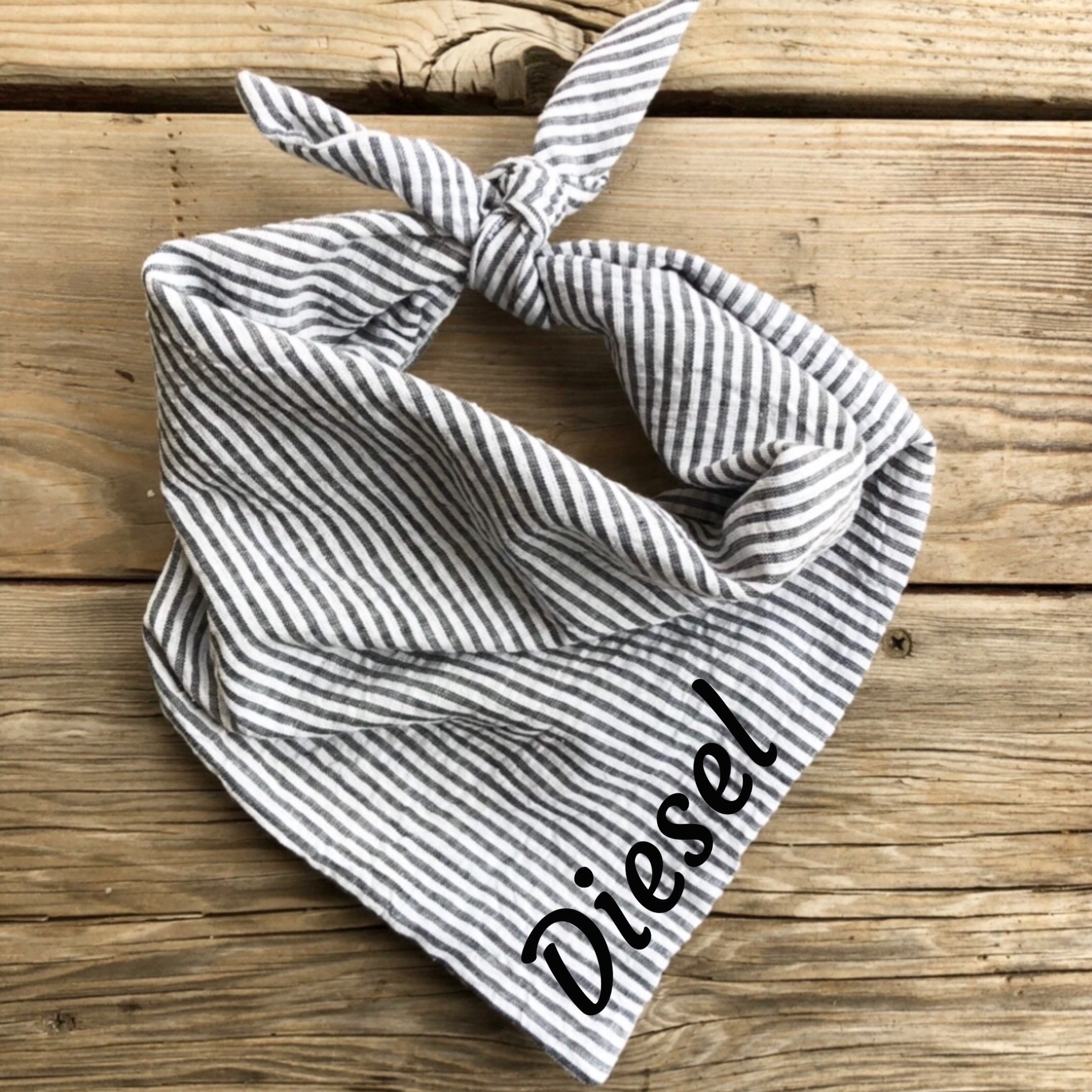 Dog bandana Seersucker personalized name custom stripes preppy classi…