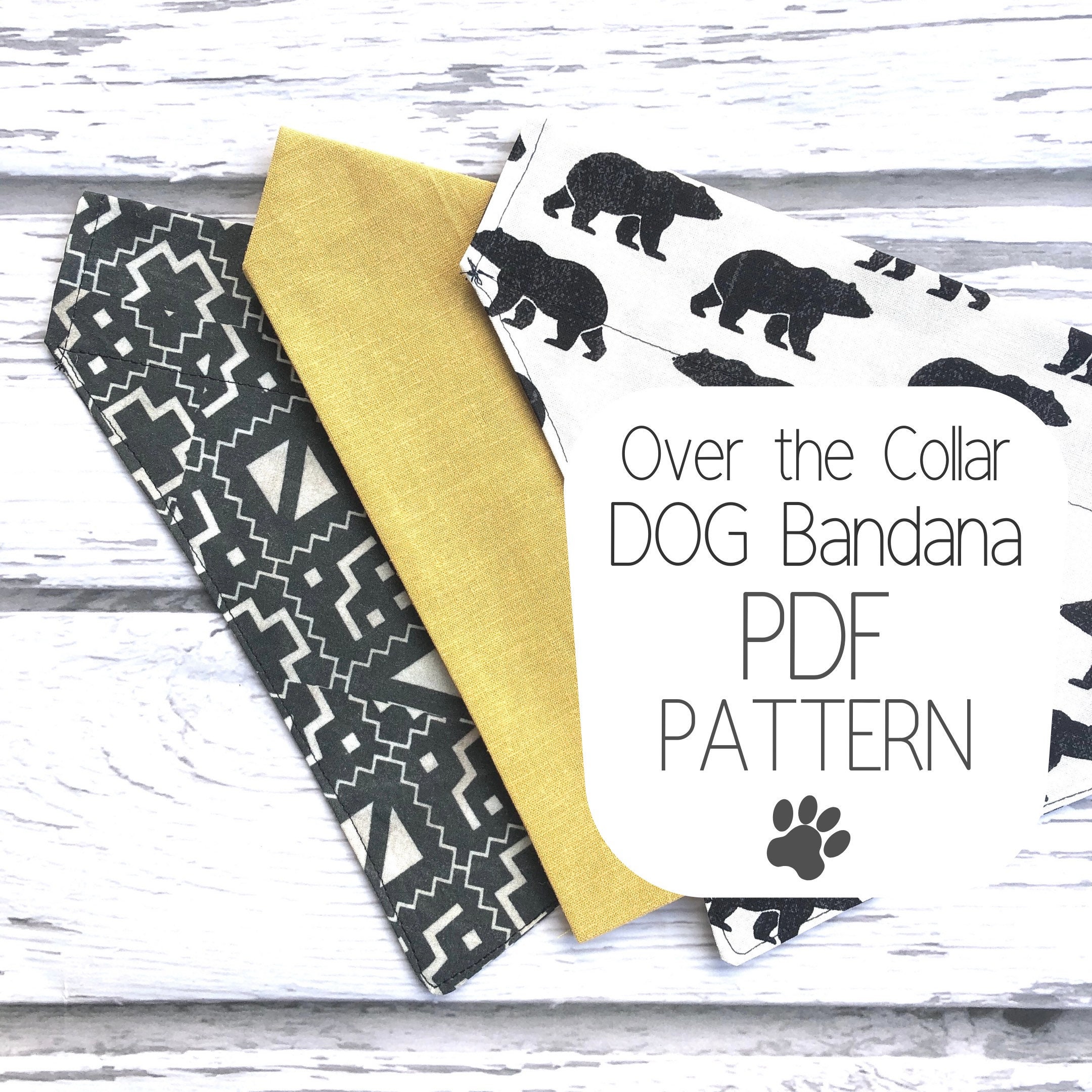 Dog bandana over the collar pattern PDF sewing pattern tutorial DIY B…
