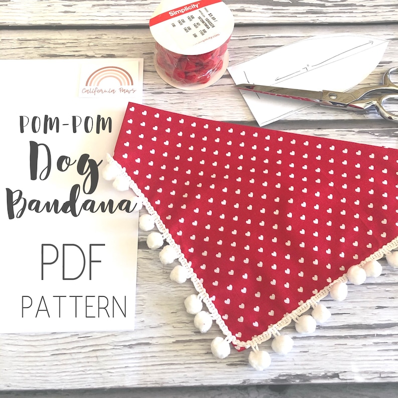 Dog bandana over the collar pattern PDF Pom Pom sewing pattern Etsy