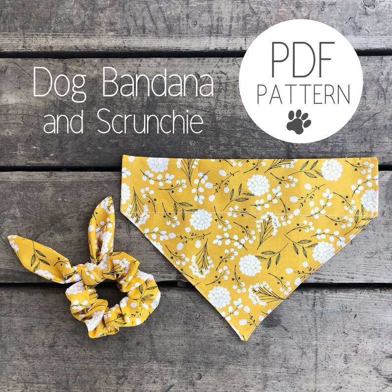 PDF sewing pattern Dog bandana with matching Scrunchie with | Etsy