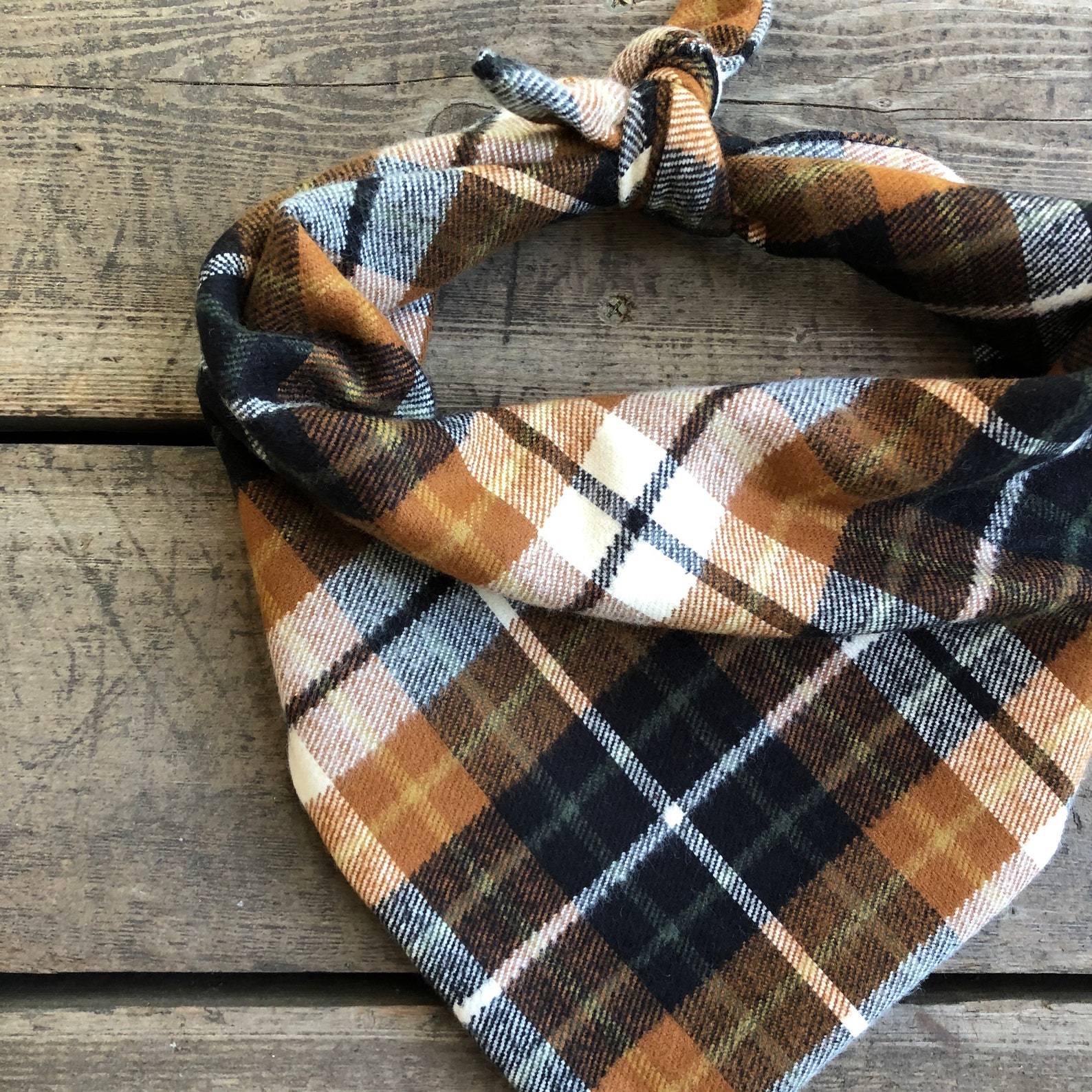 Fall dog bandana personalized fall plaid burnt orange brown Etsy