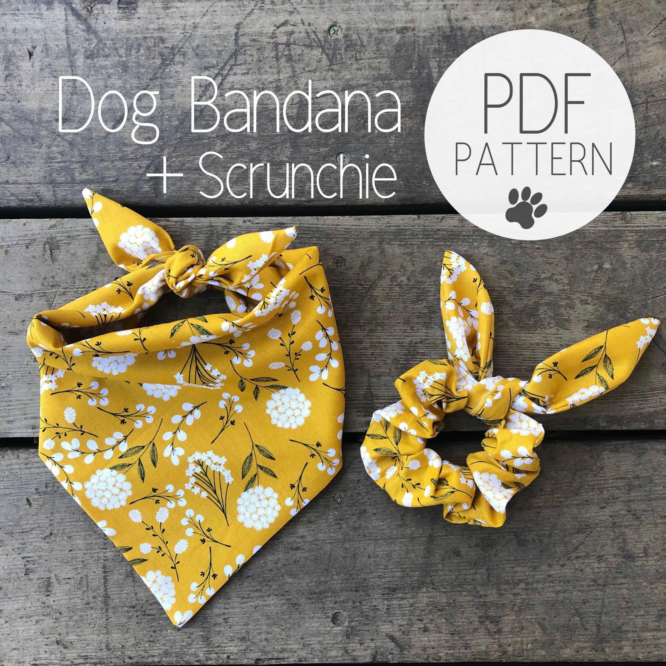 Dog bandana with matching Scrunchie bowtie pattern PDF sewing pattern…
