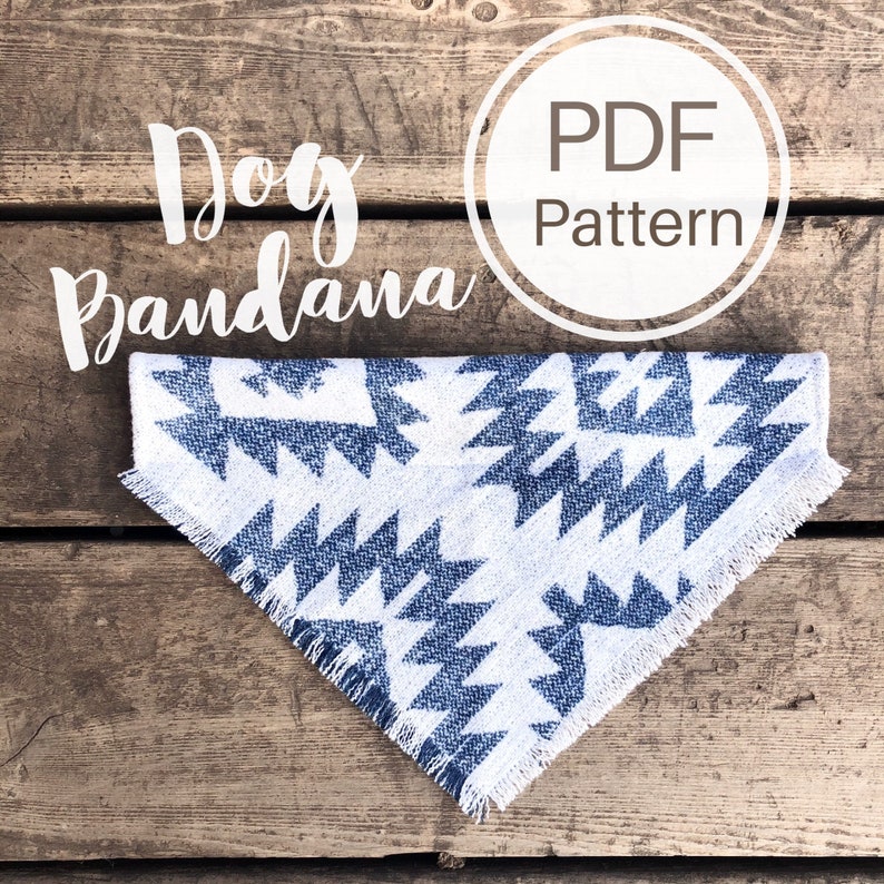 Dog Bandana Over the Collar Fringed Frayed Edge Boho Pattern Etsy
