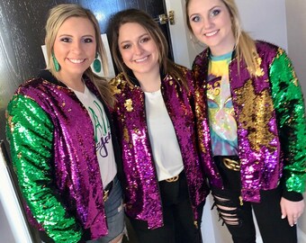 flip sequin bomber jacket