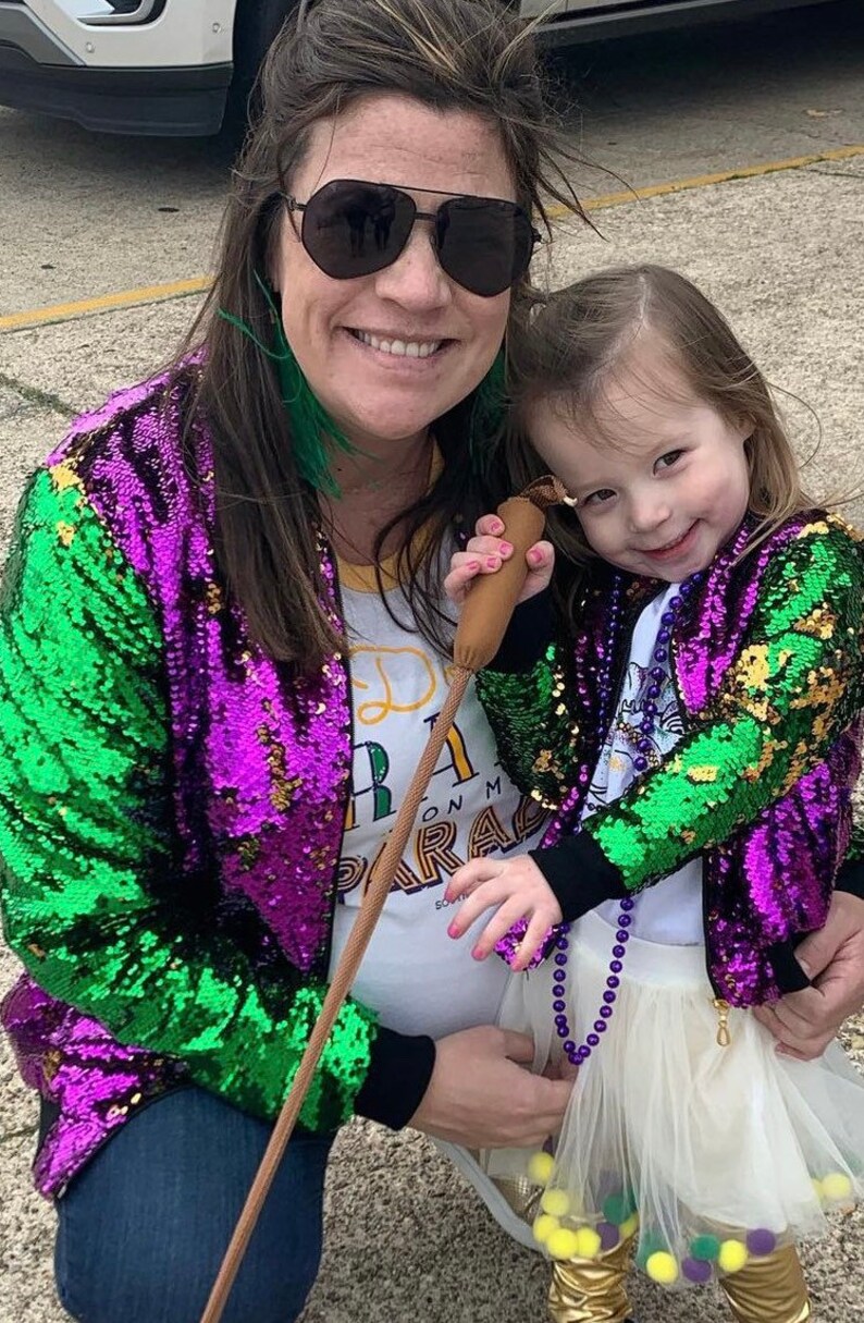 reversible sequin mardi gras jacket