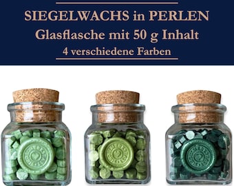 50 g de cera de sellado en botellas - perlas "Octagon" en 4 tonos de verde