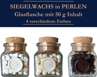 50 g de cera de sellado en botellas - Perlas "Octagon" en negro - Blanco - Gris - Transparente