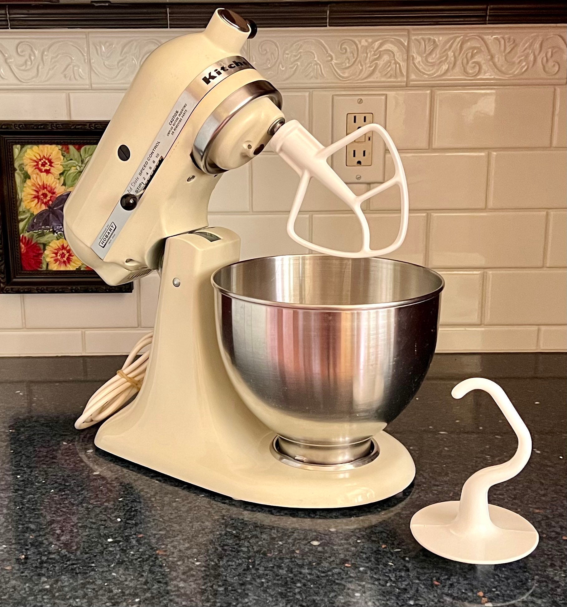 Restored Vintage Yellow 1960s Kitchenaid K45 Electric Tilt 