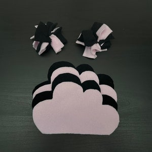 Sugar Glider Bonding Blanket And Pom Pom Set - 4 Blankets - 2 Pom Poms - Pink And Black Cloud