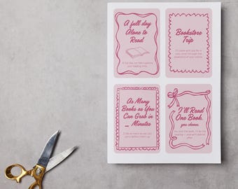 Cupones imprimibles para el Día de la Madre con temática literaria: regalo para mamá, lectora, de parte de sus hijos o pareja, libro de cupones para amantes de los libros, descarga instantánea.