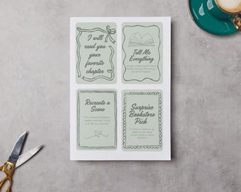 Cupones imprimibles para una cita romántica con amantes de los libros / Regalo ideal para tu pareja / Regalo de San Valentín o cumpleaños / Descarga instantánea