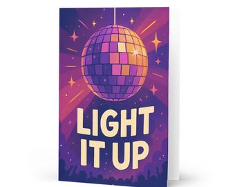 Tarjeta de felicitación "Light It Up Disco" - Tarjeta inspirada en Crescent City - Regalo literario de Sarah J. Maas - Tarjeta de fiesta de fantasía - Papelería para fans de SJM