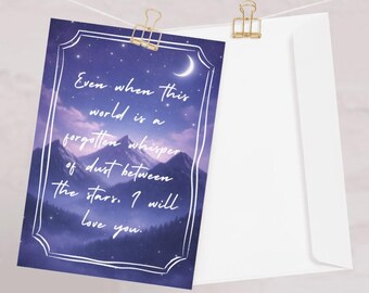 ACOTAR - Incluso cuando este mundo es polvo Tarjeta de felicitación - Papelería Night Court Starry Sky