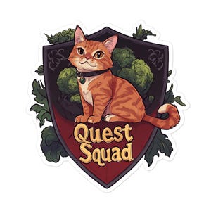 Fourth Wing| Empyrean | Broccoli Quest Squad Sticker – Fantasy Orange Cat Dragon Rider Vinyl DecalBubble-free stickers