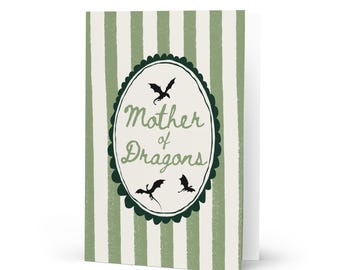 Tarjeta del Día de la Madre de la Madre de Dragones / Tarjeta de Fantasía para Mamá / Regalo para Mamá Aficionada a los Libros / Tarjeta de felicitación de Juego de Tronos