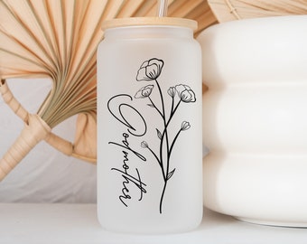 Godmother Proposal Iced Coffee Glass, Baptism Gift for Godmother Gift Glass Tumbler, Godparent Iced Coffee Cup, Aunt Gift from Godchild