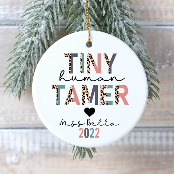 Nanny Ornament, Daycare Teacher Gifts, Nanny Gifts, Babysitter Ornament, Tiny Human Tamer Babysitter Gift, Preschool Teacher Christmas Gift