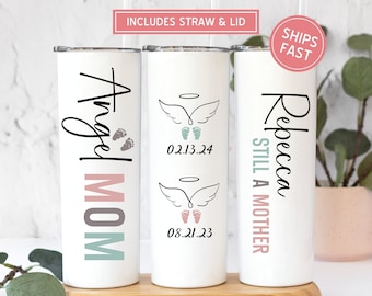 Angel Mom Tumbler, Personalized Baby Loss Gift, Angel Mama Miscarriage Keepsake Mug, Baby Remembrance Gifts, Pregnancy Loss Sympathy Gifts