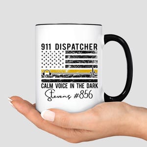 911 Dispatcher Gift, 911 Dispatcher Tumbler, Thin Gold Line Dispatcher Cup, Personalized Telecommunicator Telecommunications Gift Coffee Mug