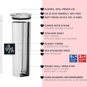 a picture of a stainless steel tumbler with instructions