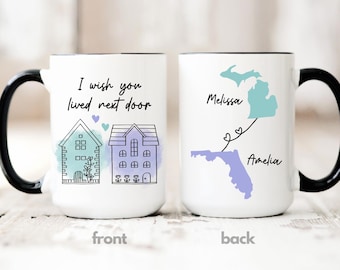I Wish You Lived Next Door Gifts, Long Distance Friendship Mug, BFF Moving Away Gift, Best Friend Moving Away Gifts, Missing You Coffee Cup