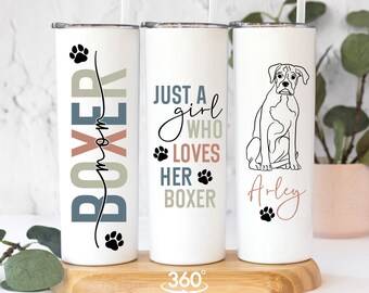 Boxer Mom Tumbler Cup, Boxer Dog Gifts for Boxer Lovers, Boxer Mom Mug, Boxer Dog Cup, Boxer Dog Mom Dog Mug, Just a Girl Who Loves Dogs