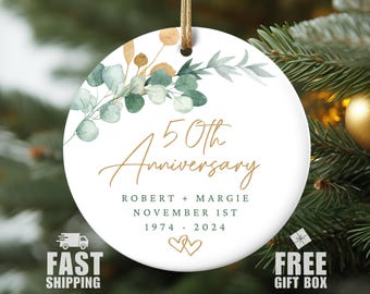 Personalized 50th Anniversary Ornament, Custom Anniversary Christmas Ornament, 50th Wedding Anniversary Gifts, Marriage Anniversary Gifts