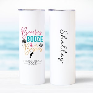 Beaches Booze and Besties Personalized Tumbler Cup, Girls Trip Gifts, Besties Trip Beach Tumbler, Vacation Tumbler Beach Bachelorette Cruise